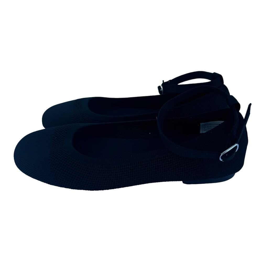 NWT Burudani Black Knit Removable Insole Round Toe Ankle Strap Ballet Flats 9 - Picture 10 of 12